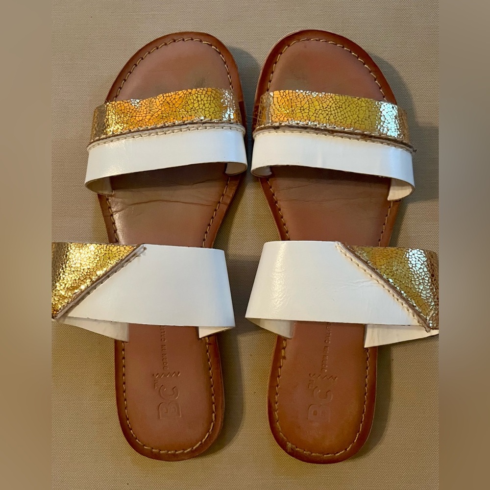 BC Born in California Women's Gold and White Sandals